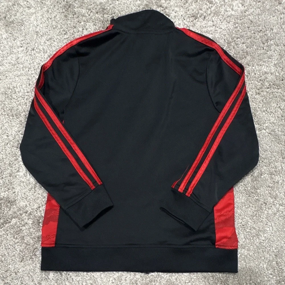adidas Boys Black/Red Track Jacket Full Zip Size 7X Pockets‎ Lightweight Sports